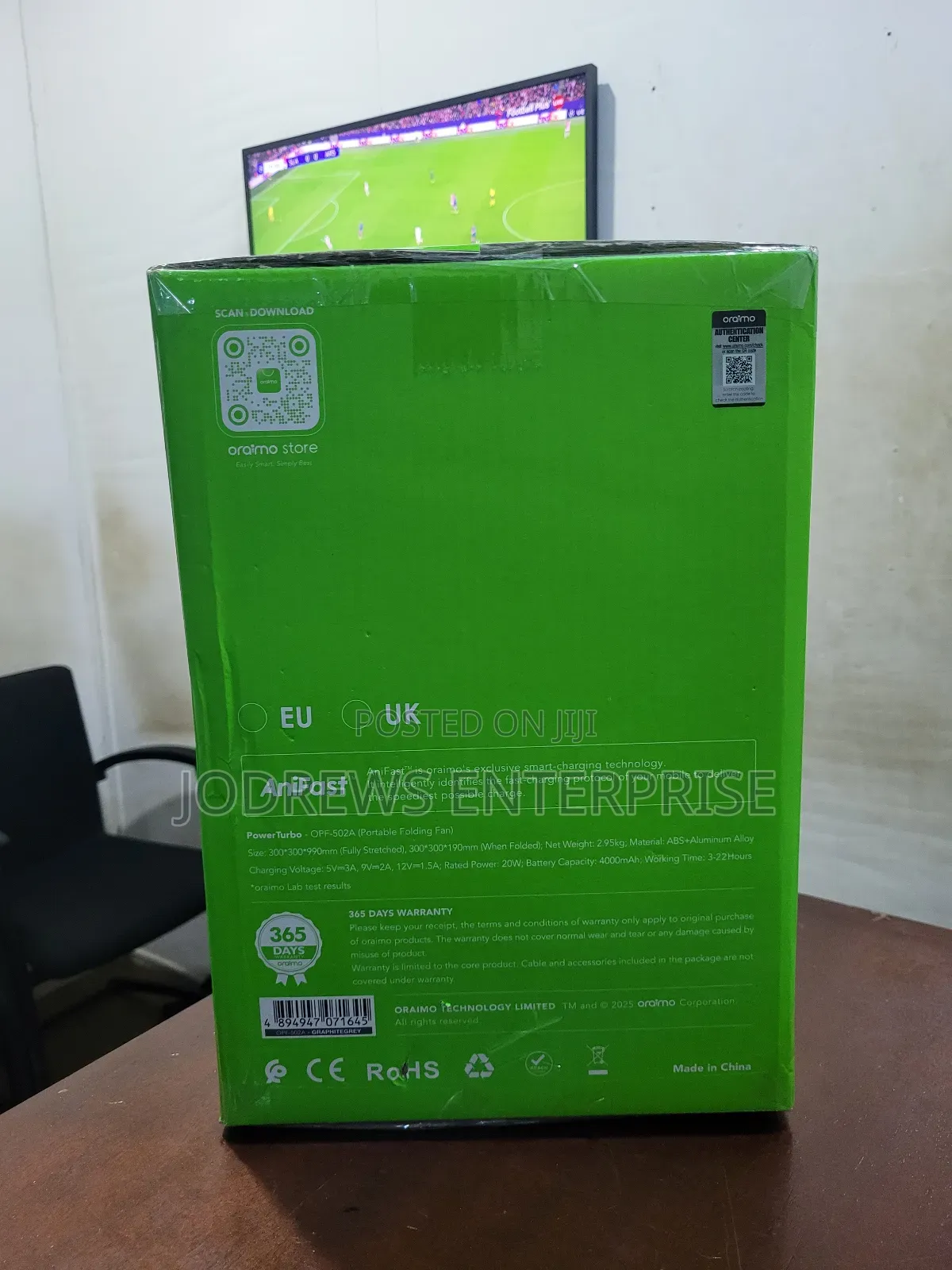 Oraimo Power Turbo 4000mah Portable Folding Fan