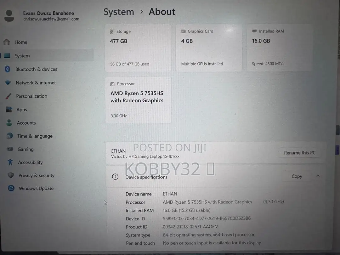 Laptop HP 15 16GB AMD Ryzen 5 SSD 512GB