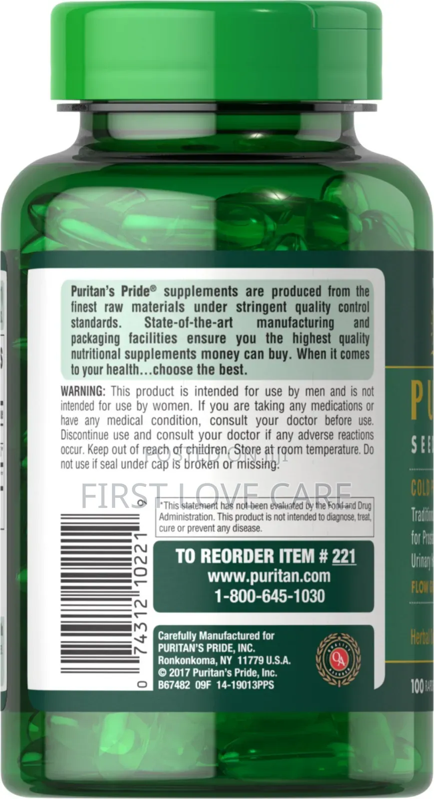 Puritan Pride Pumpkin Seeds Oil 1000mg