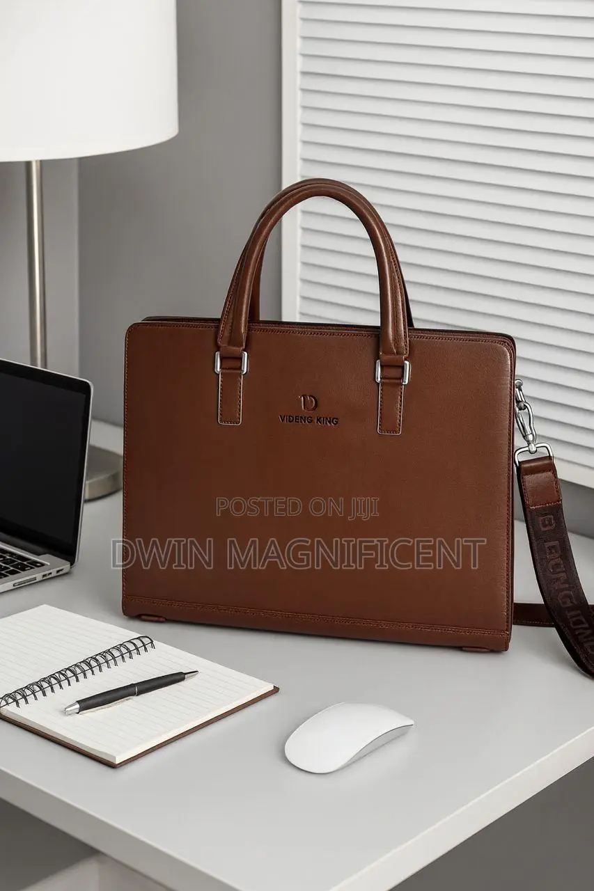 Unisex Waterproof Leather Briefcase Shoulder Laptop Business Bag.