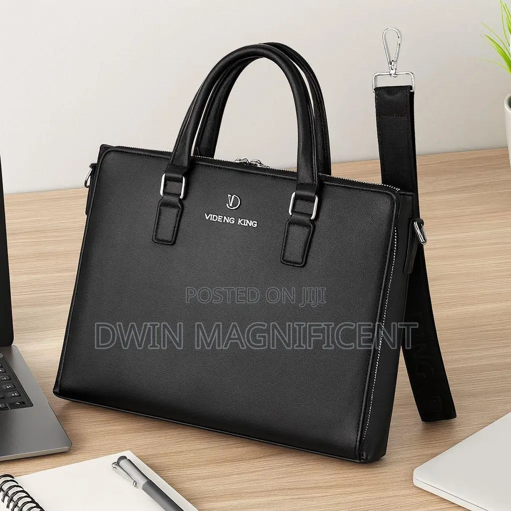 Unisex Waterproof Leather Briefcase Shoulder Laptop Business Bag.