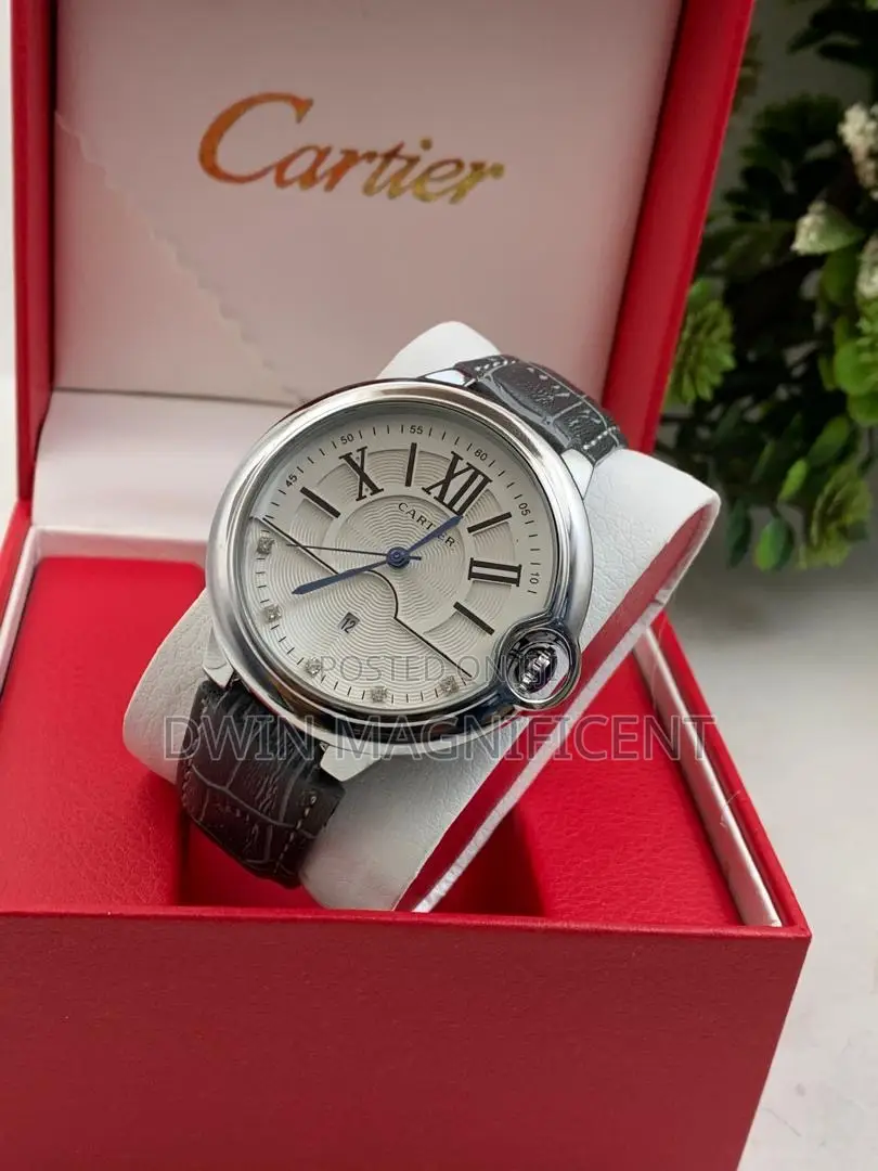 Cartier Ballon Bleu Leather Strap Watch, Bracelet And A Necklace.