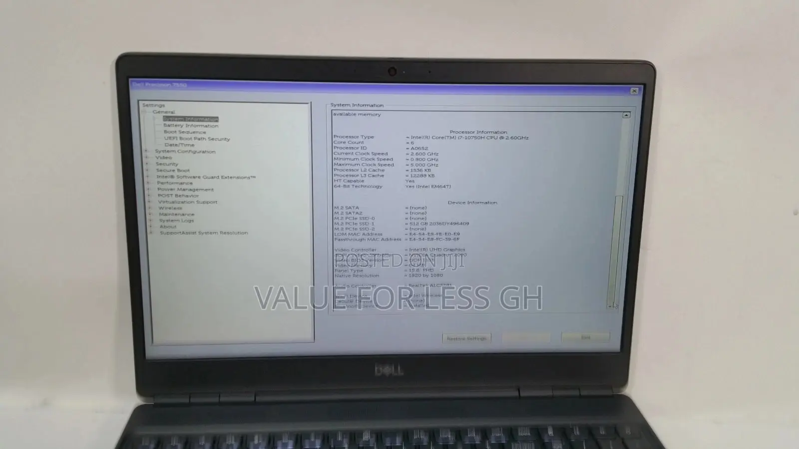 Laptop Dell Precision 7550 16GB Intel Core I7 SSD 512GB
