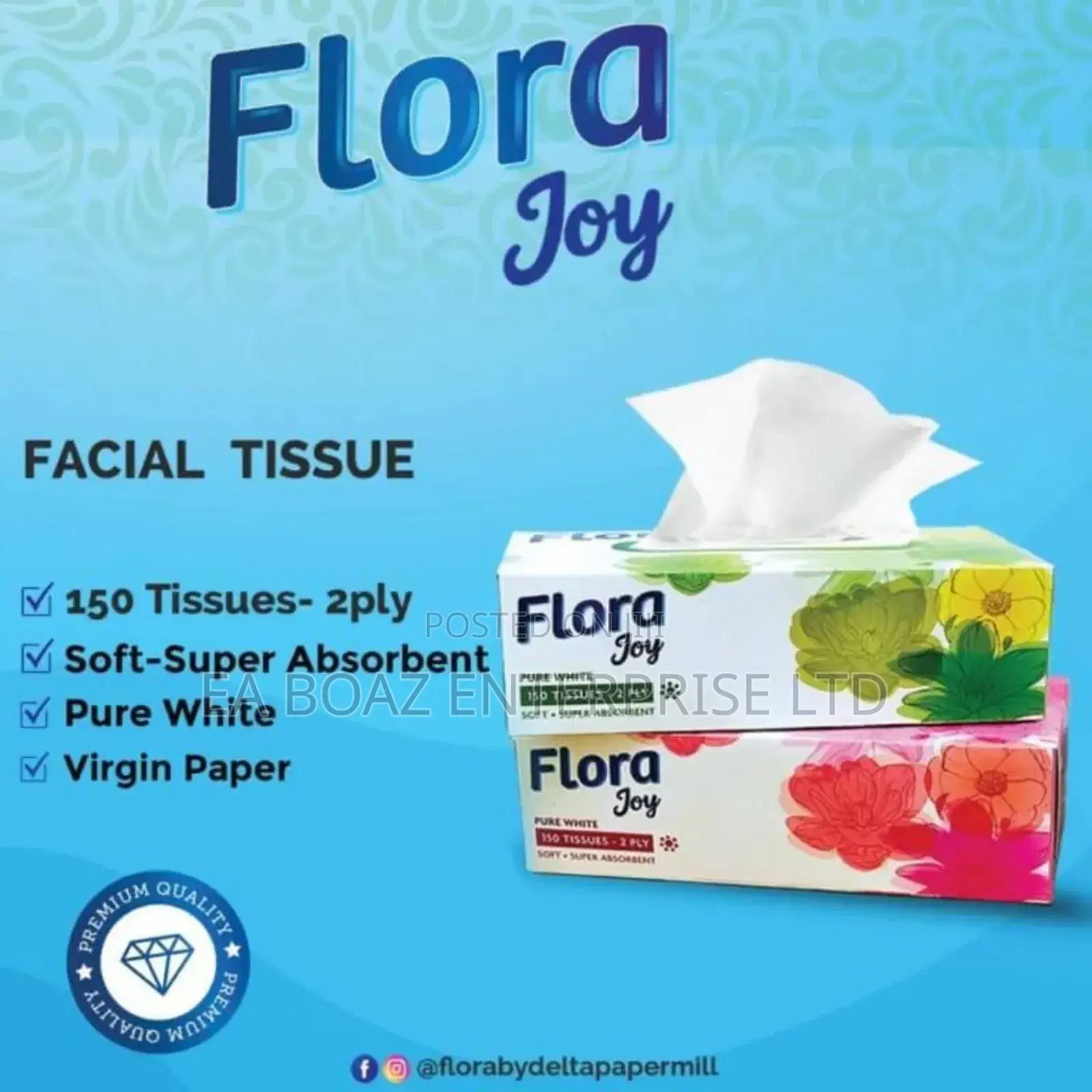 Flora Joy Facial 2 Ply Tissue Box -150pieces