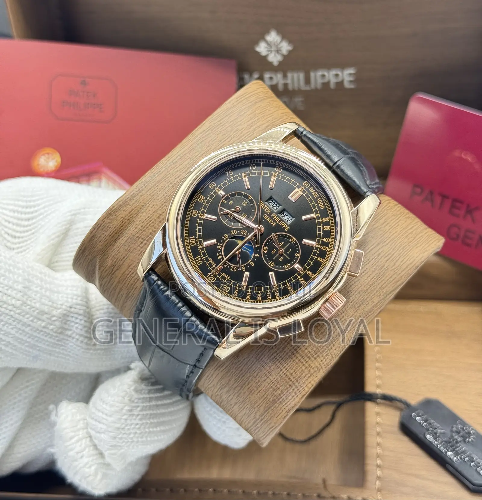 Patek Philippe Rose Gold Leather Men’S Watch