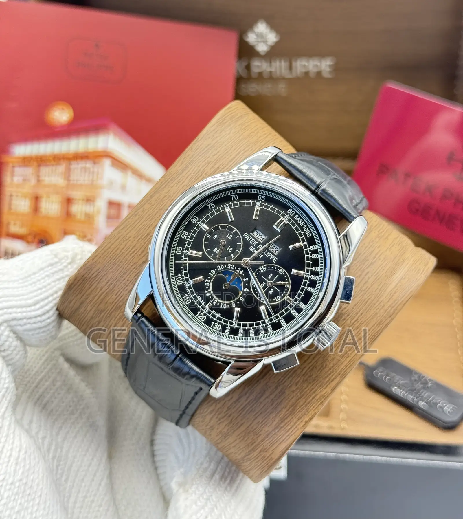Patek Philippe Rose Gold Leather Men’S Watch