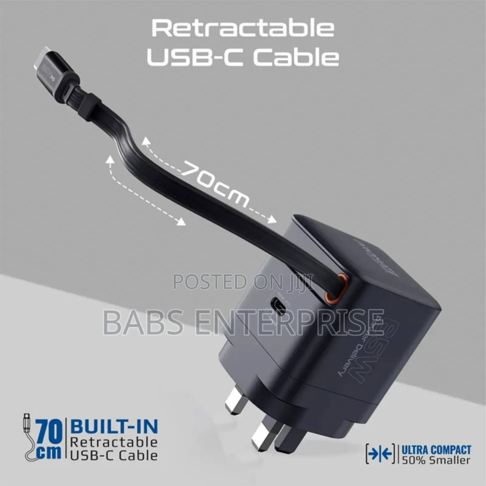 Promate Cubix-r65.Uk 65w Pd Ganfast Charging Adapter Usb-c Cable