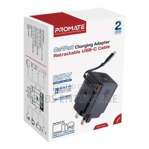Promate Cubix-r65.Uk 65w Pd Ganfast Charging Adapter Usb-c Cable