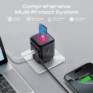 Promate Cubix-r65.Uk 65w Pd Ganfast Charging Adapter Usb-c Cable