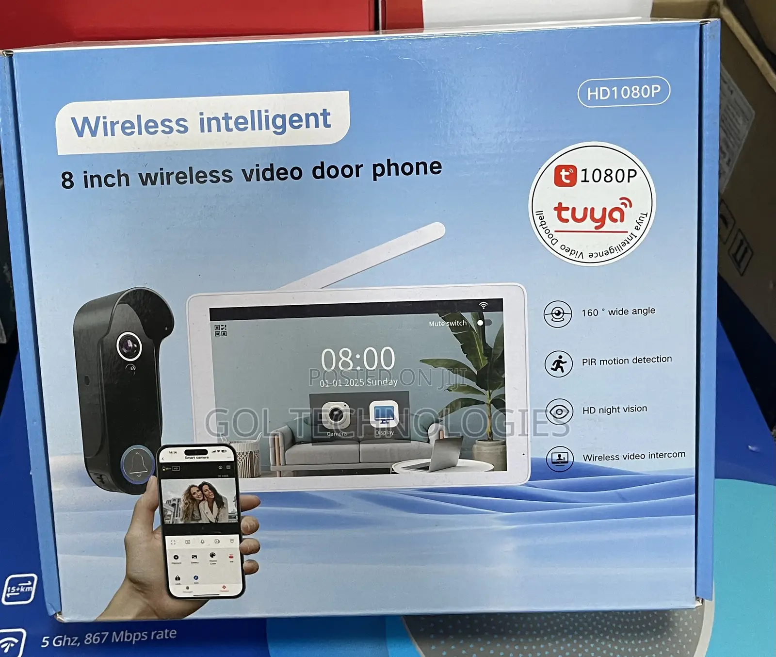 Wireless Video Doorbell 8 Inches Tuya App 1080p Video Intercom