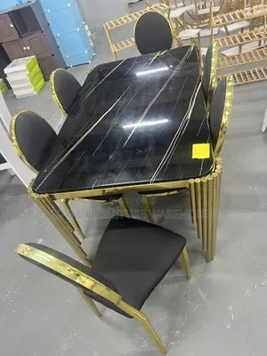 Gold and Black Combination 6 Seater Dining Set