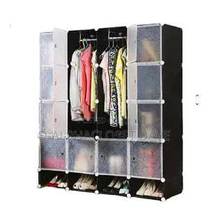 16 Cubes Plastic Wardrobe- Black