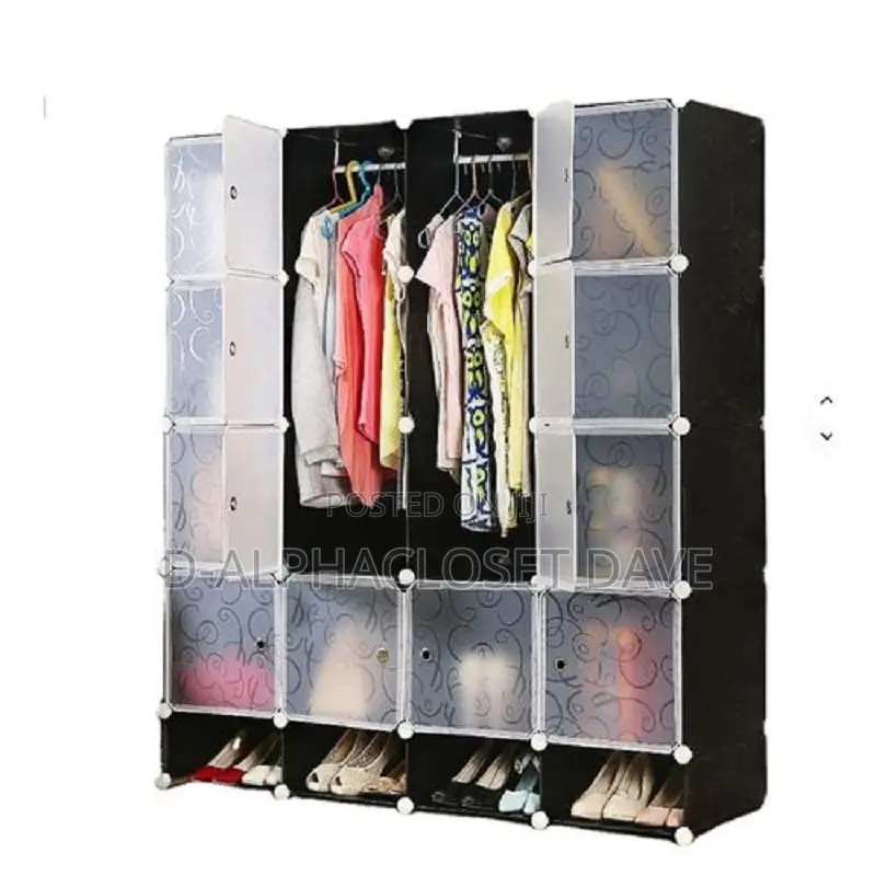 16 Cubes Plastic Wardrobe- Black