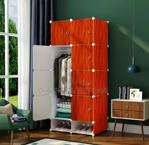8 Cubes Plastic Wardrobe- Redwood