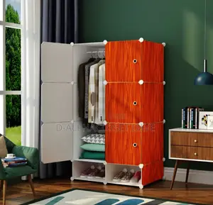 6 Cubes Plastic Wardrobe - Redwood