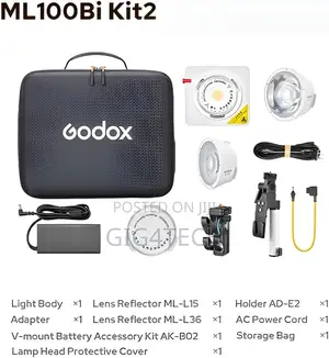 Godox Ml100bi Bi-color Led Light With 36° Lens V-mount Handgrip Kit2