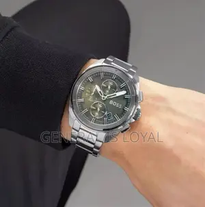 Hugo Boss Trace Chronograph Black Dial Gold Steel Strap Watch For Men