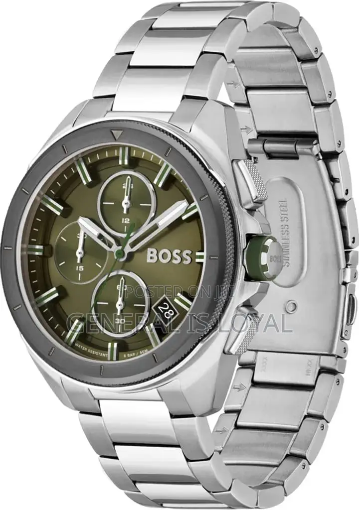 Hugo Boss Trace Chronograph Black Dial Gold Steel Strap Watch For Men