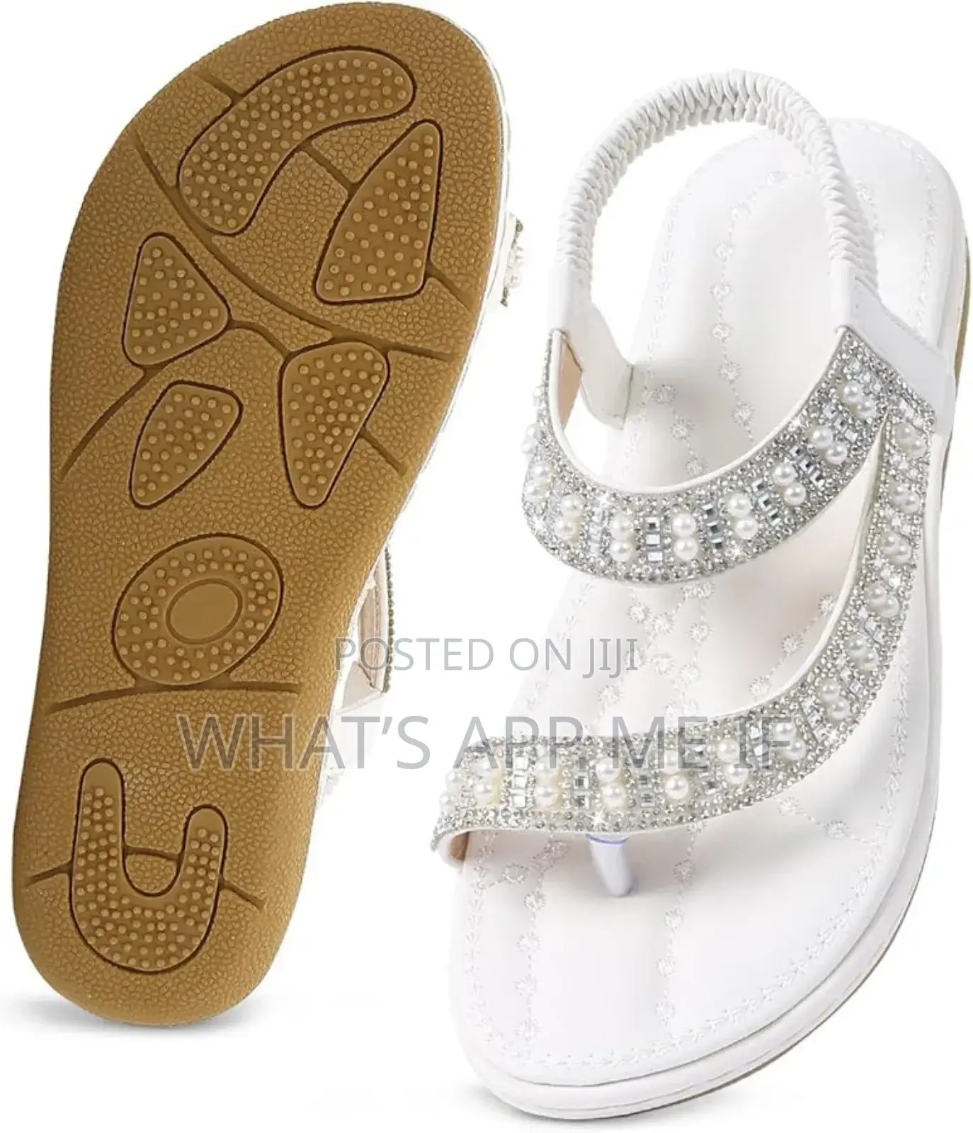 Flat Bohemian Beaded Strap Sandals Diamante Rhinestone Leather 39
