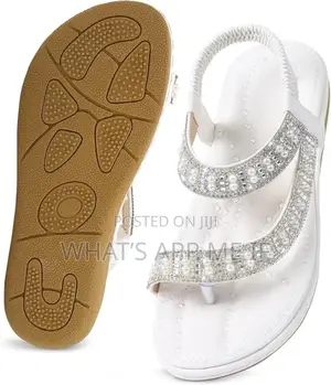 Flat Bohemian Beaded Strap Sandals Diamante Rhinestone Leather 39