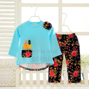  Cute Baby Girl Outfit – Floral Pants Bright Top Set