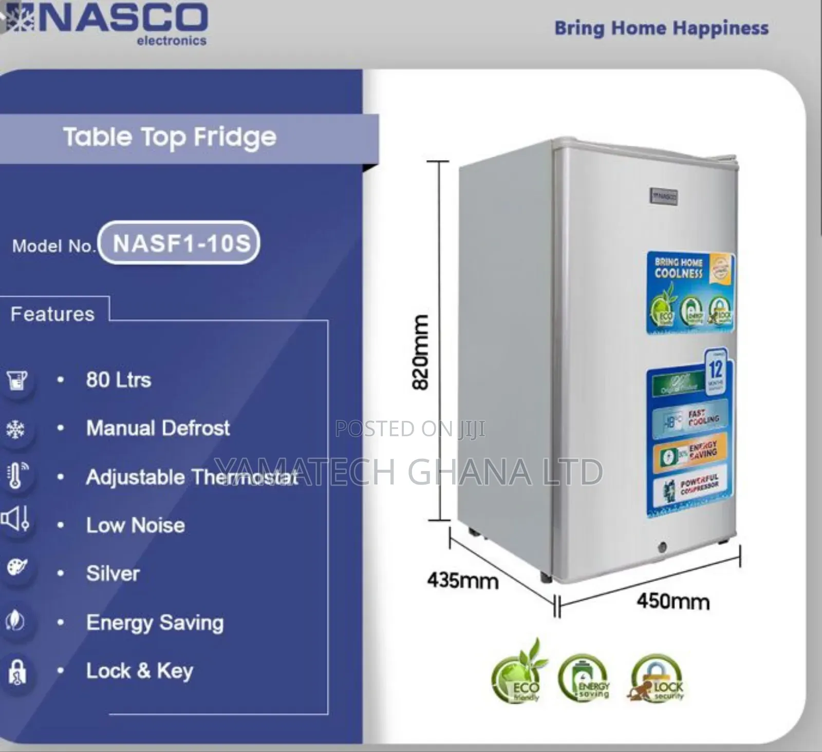 Quality Brand New Nasco 80 Litre Single Door Refrigerator