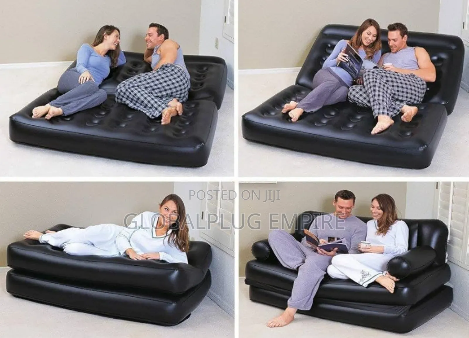 5in1 Inflatable Double Air Sofa Chair Couch Lounger Bed Mattress.