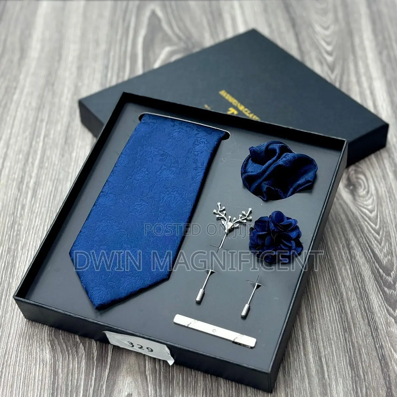 Men’S Necktie Set (Rose Pattern,Pocket Square,Lapel Pins Tie Clip )