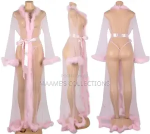 Women Long Bridal Robe Sexy Lingerie Sheer Nightgown.