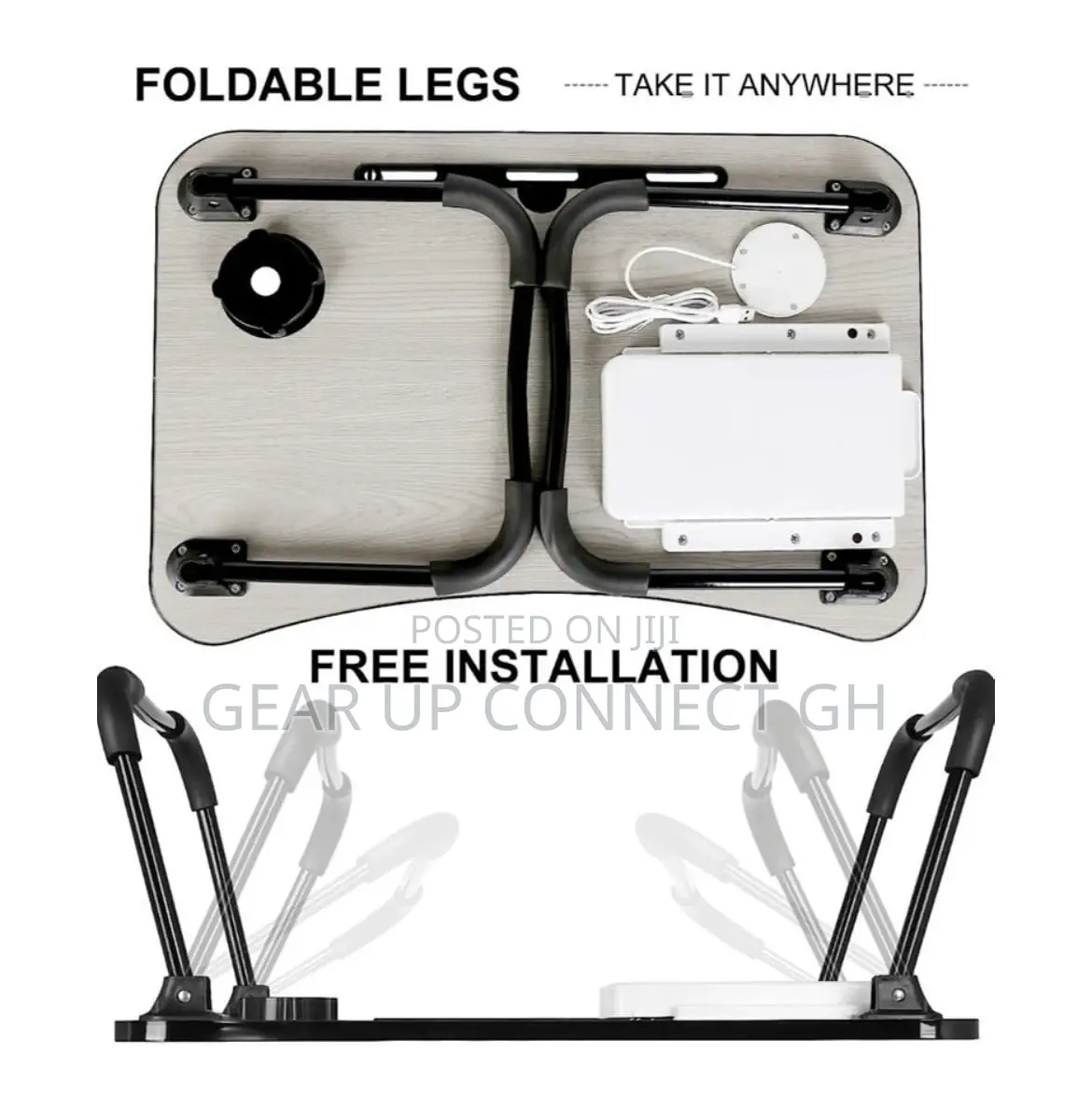 Folder Bed Table With Usb Charging Port