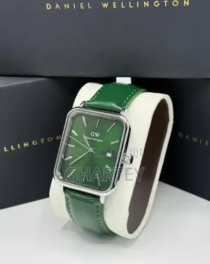 Square Dial Case Daniel Wellington Brown Green Strap