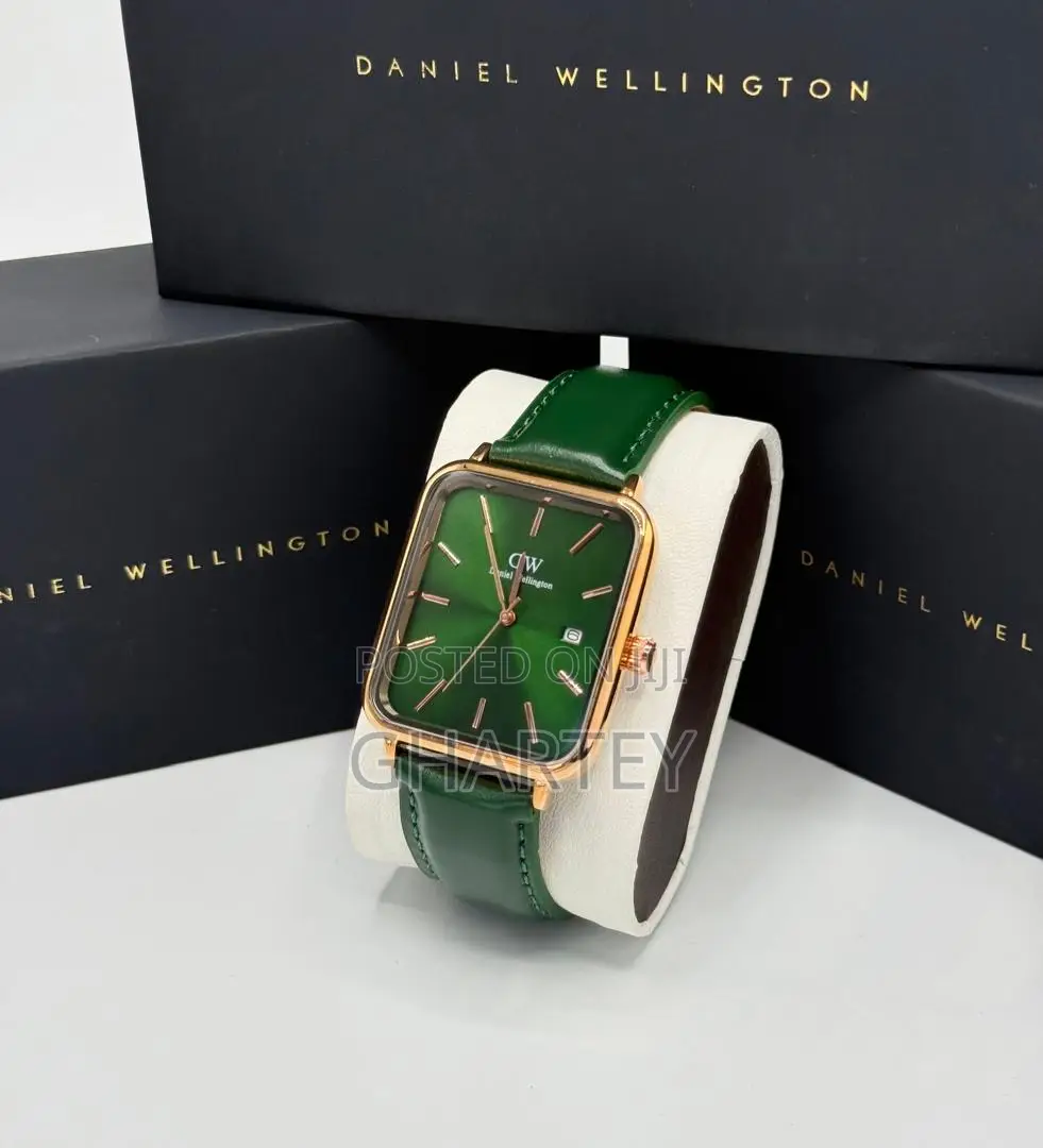 Square Dial Case Daniel Wellington Brown Green Strap