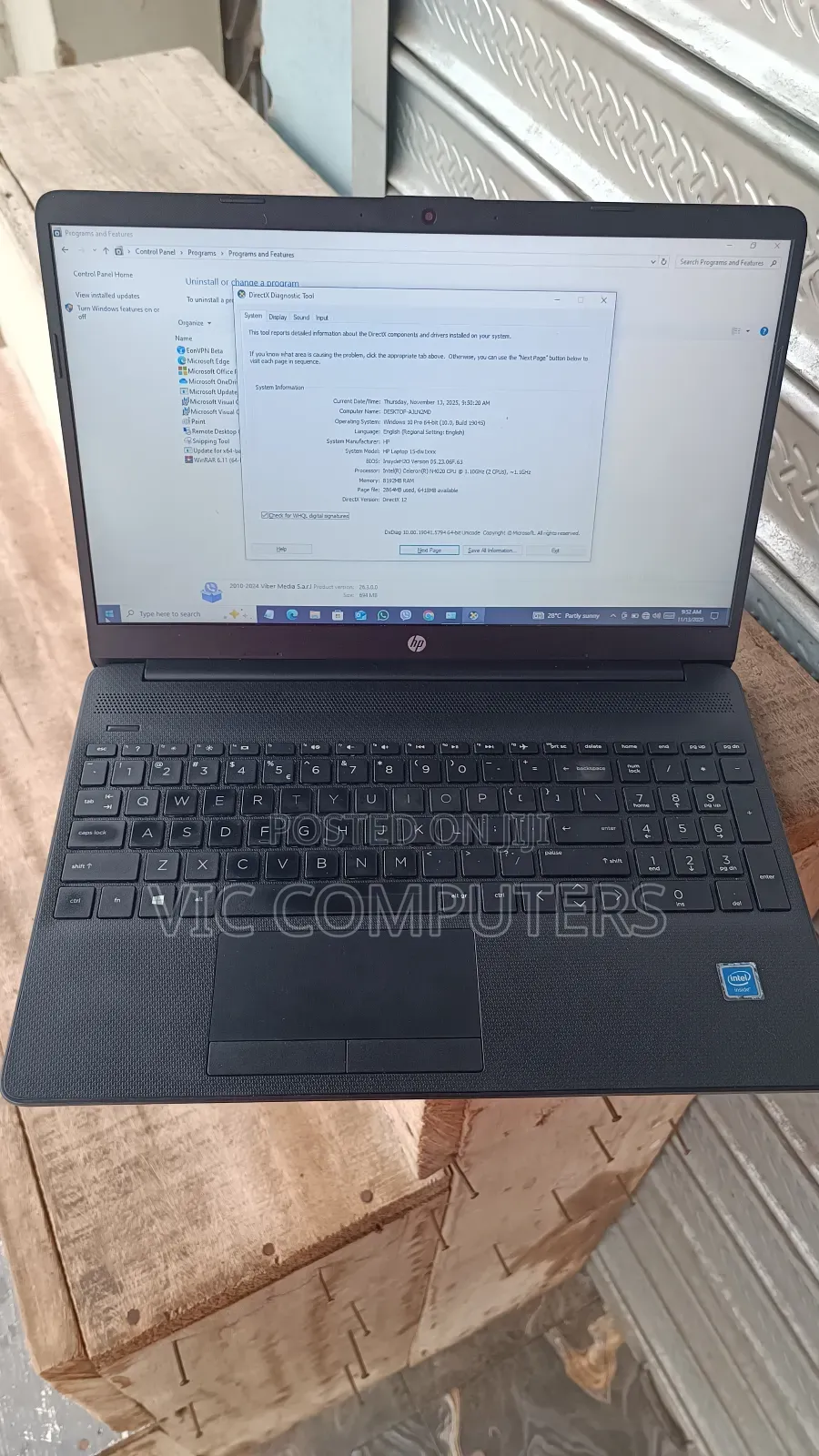 Laptop HP 15-Dw0037wm 8GB Intel SSD 256GB