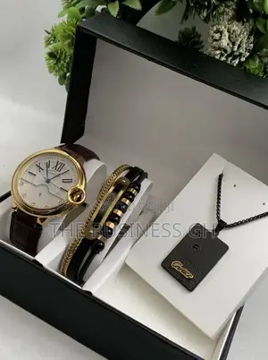 Cartier Watch With Bracelet and Necklace for Men