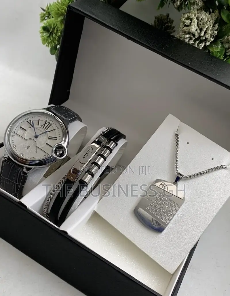 Cartier Watch With Bracelet and Necklace for Men