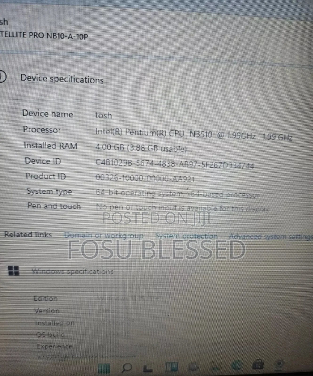 Laptop Toshiba Satellite NB15T 4GB Intel Pentium SSD 128GB