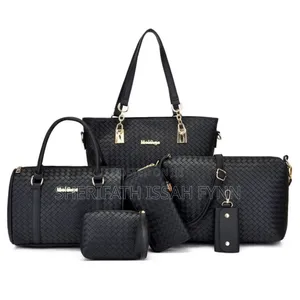 6in1 Stylish Woven Leather Handbag