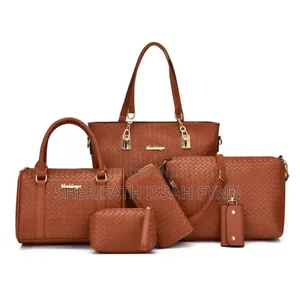6in1 Stylish Woven Leather Handbag