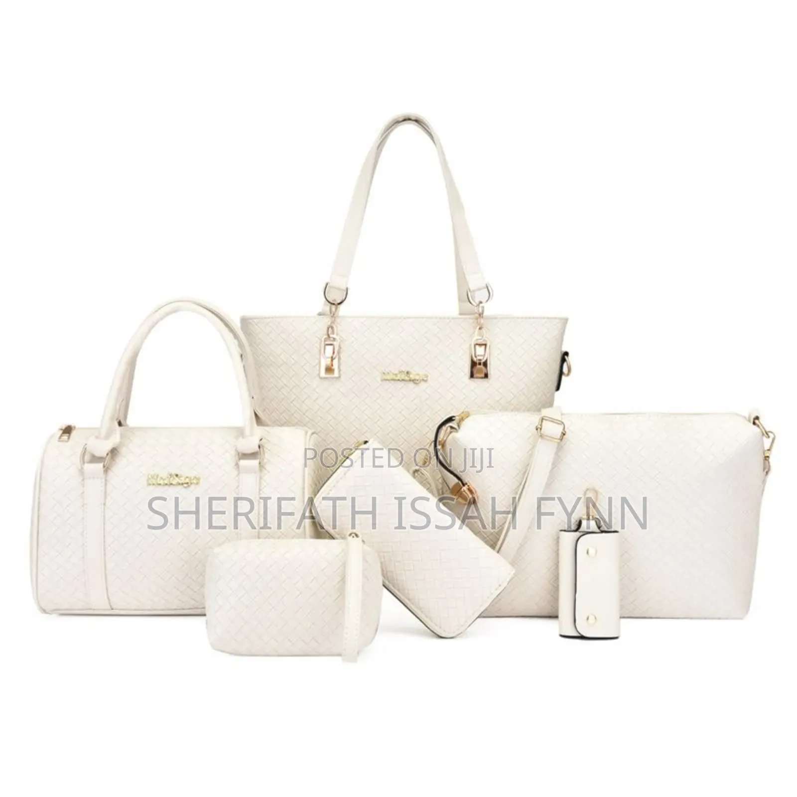 6in1 Stylish Woven Leather Handbag