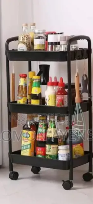 3-tier Rolling Utility Cart, Often Used For Storage In Kitchens, Etc.