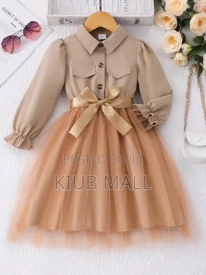 Girl Dress Brown With Bowtie