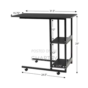 Mobile Overbed Laptop Desk With Storage Shelves - With Wheels