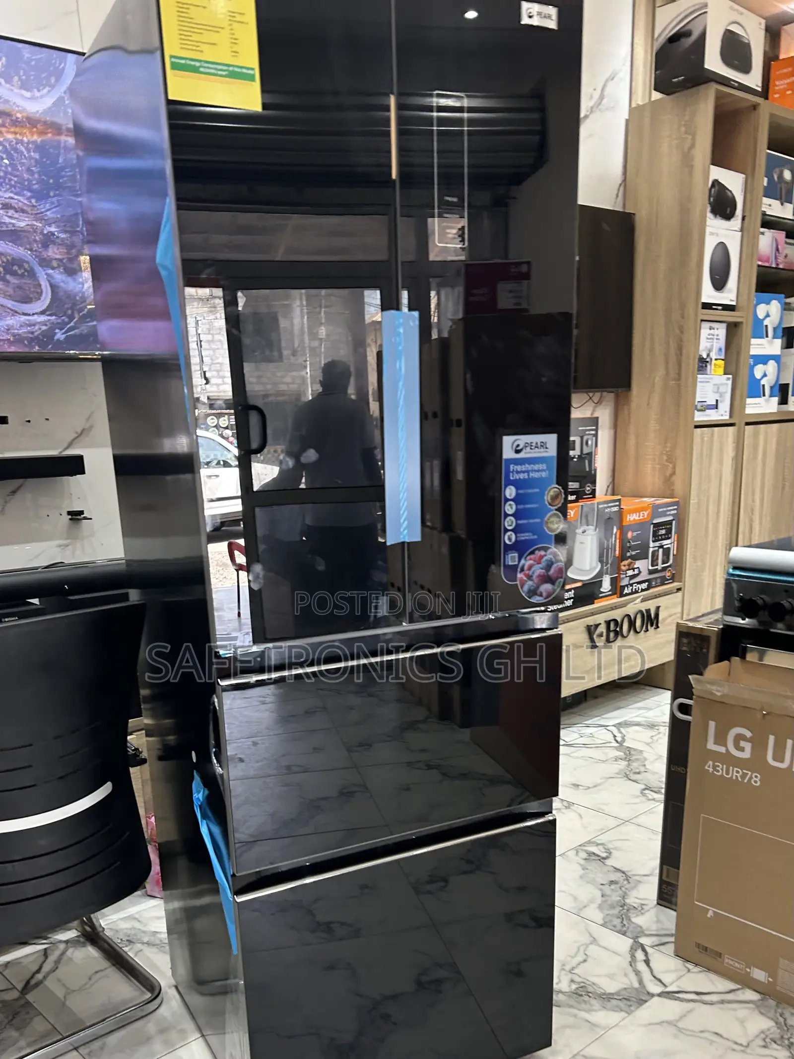 Top Choice Mirror Black 400l Bottom Mount Pf-441 Pearl Fridge