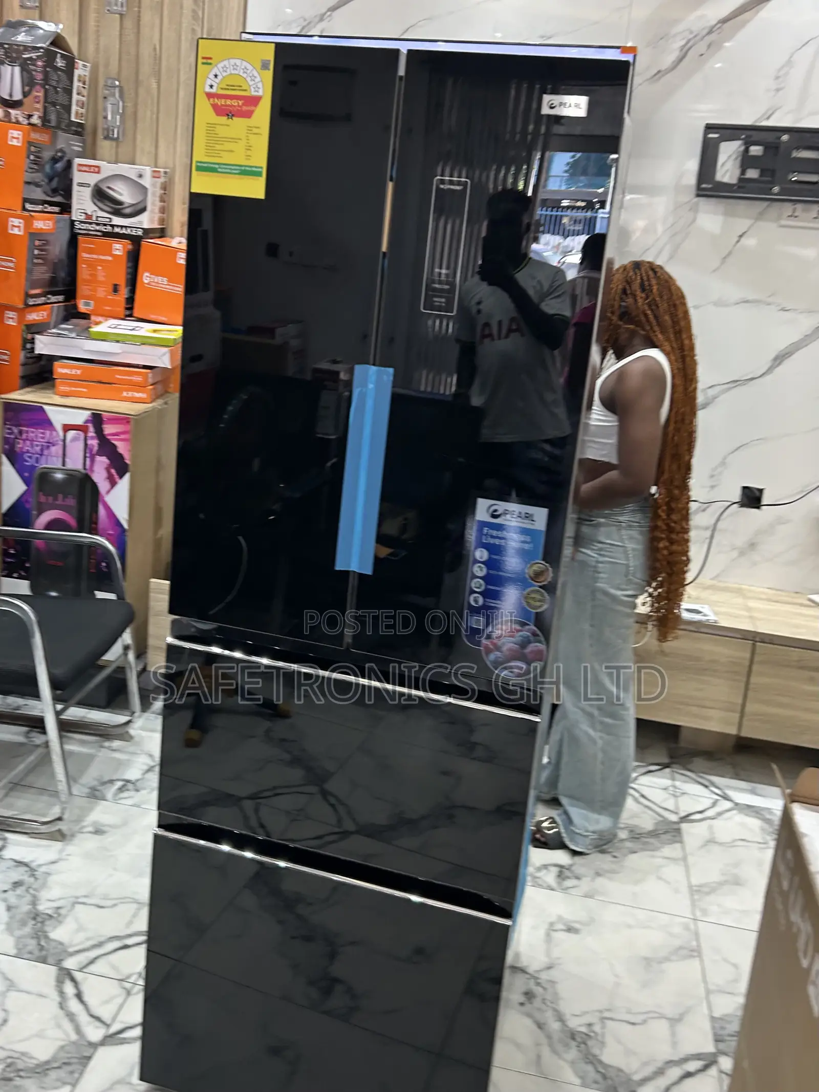 Enjoy New Pearl Black Mirror Pf-441 Bottom Mount 400l Fridge