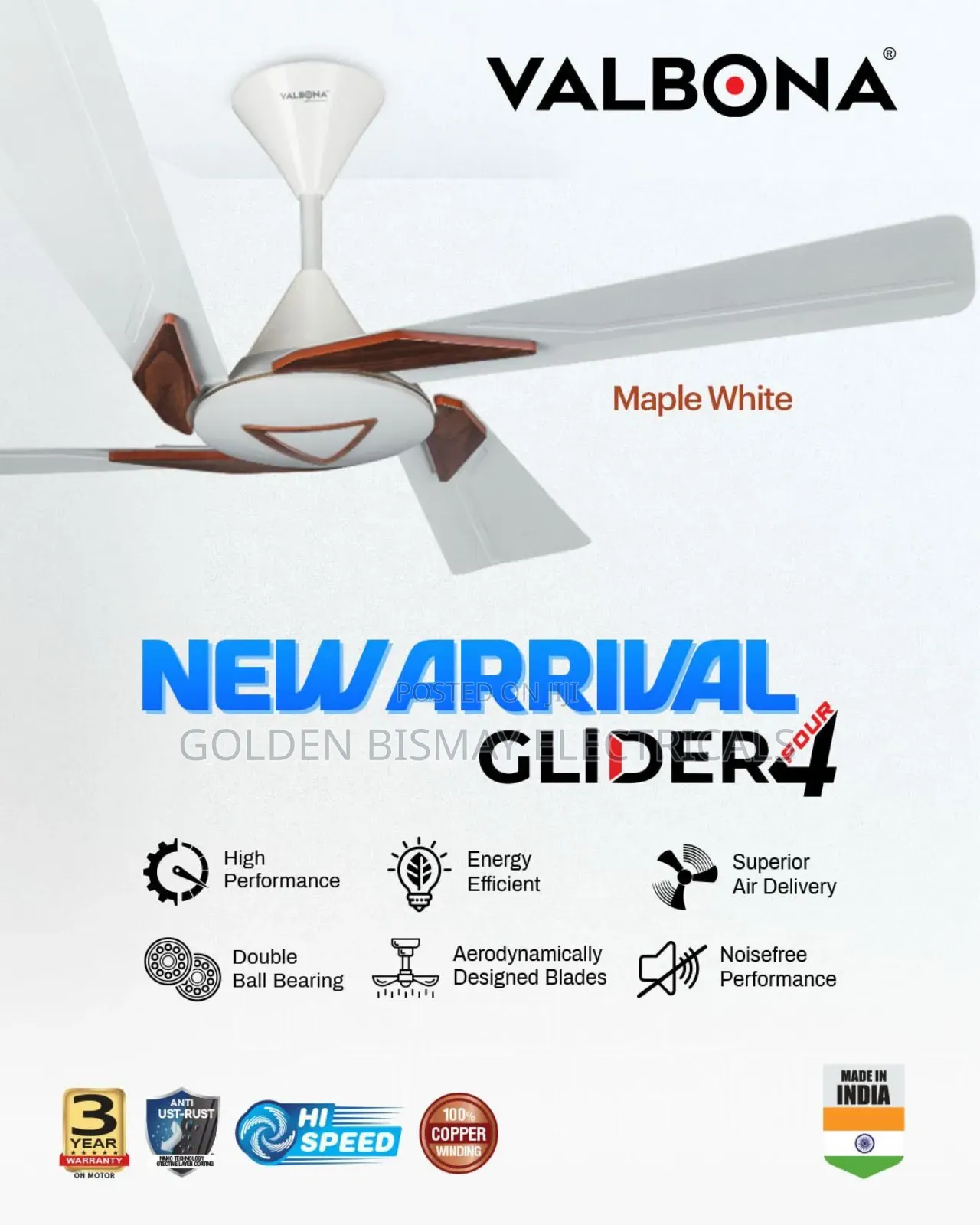 Valbona 4 Blade Ceiling Fan