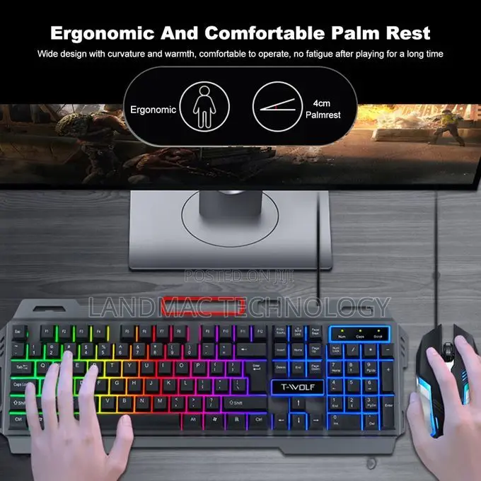 Wolf Tf-600 Keyboard and Mouse Set Metal Plate Desktop Computer Game