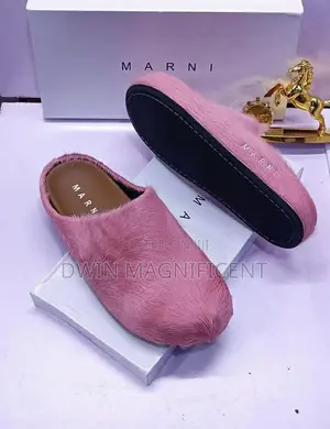 Marni Fussbett Sabot Calf-Hair Slippers