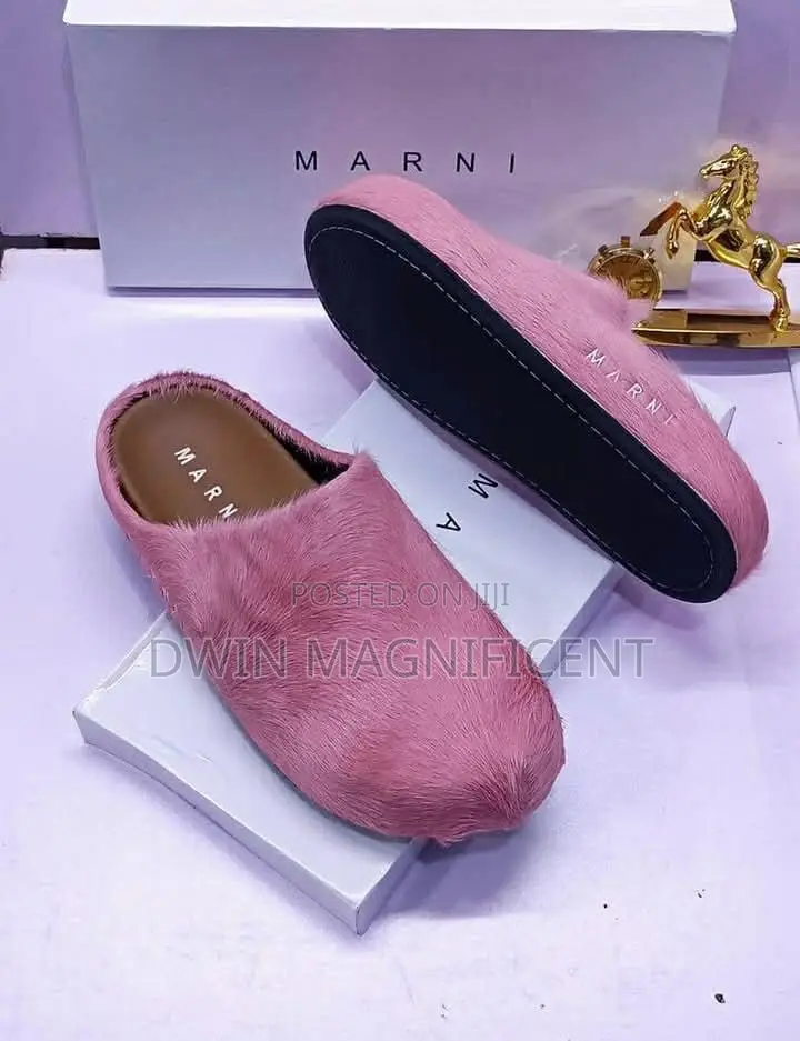 Marni Fussbett Sabot Calf-Hair Slippers