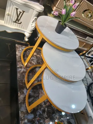 Set of 3 Metal Frame Coffee Table Modern Stackable Center Table Marble