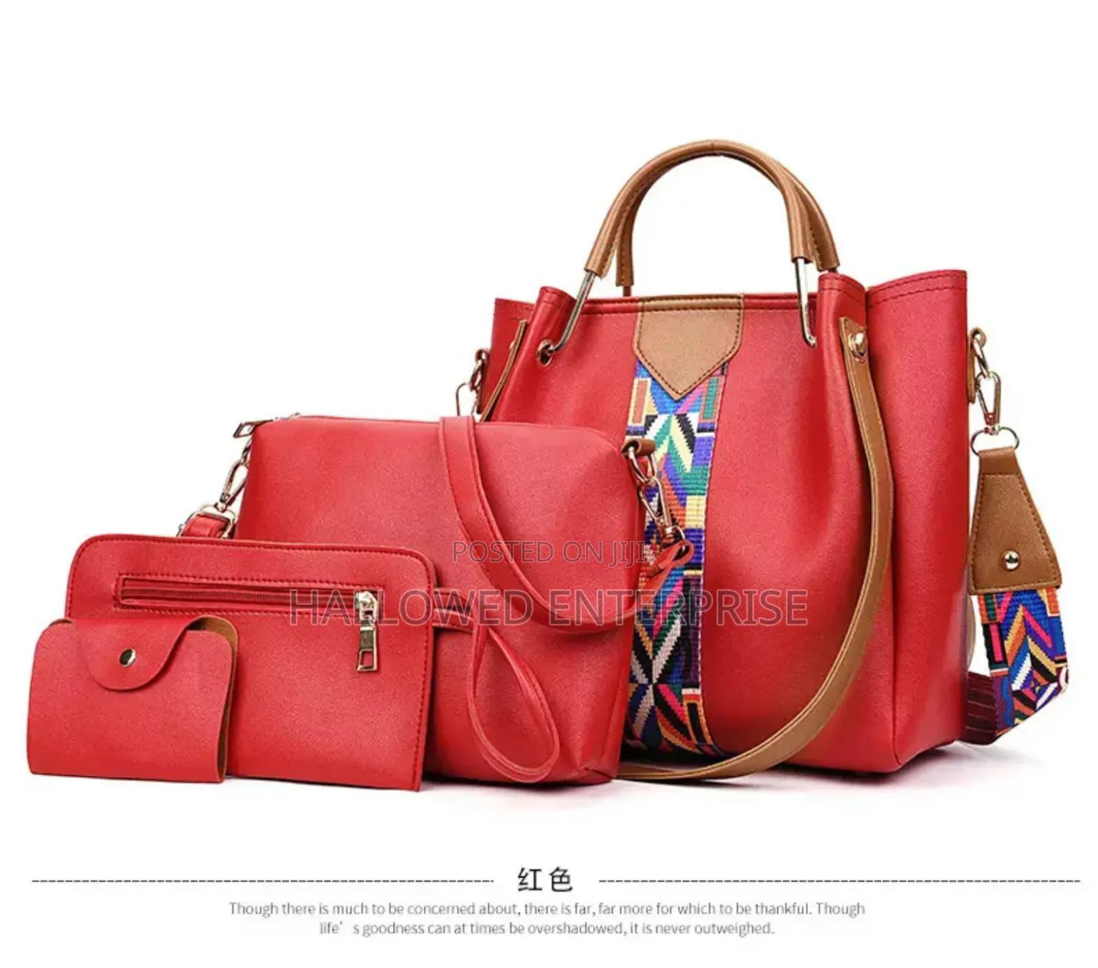 High Quality Leather Pu Handbag 4pcs in 1set